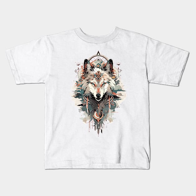 Vintage Wolf Totem Kids T-Shirt by crula